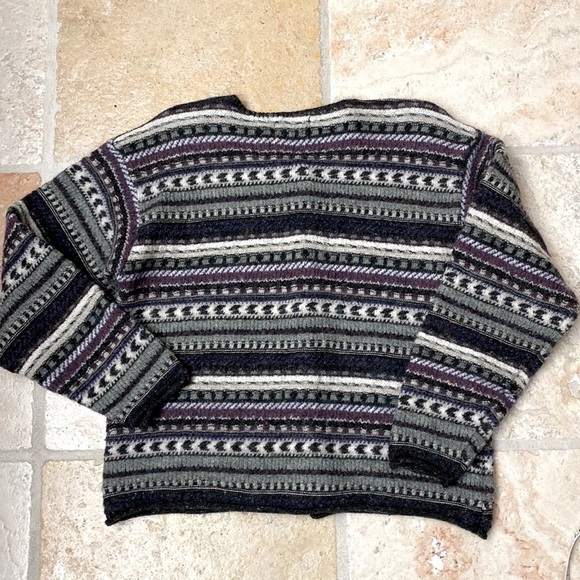 ALPS Fair Isle wool Cardigan Sweater Womens L Nordic Warm Preppy Long sleeve - Picture 3 of 8